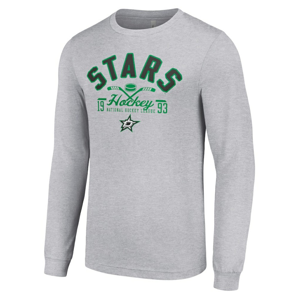 Dallas Stars Starter Puck Long Sleeve T-Shirt - Heather Gray T-shirts
