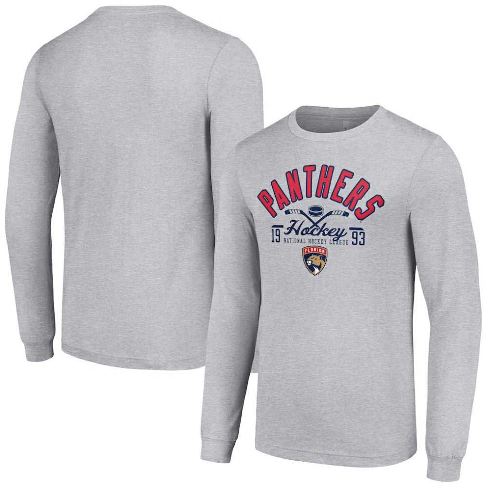 Florida Panthers Starter Puck Long Sleeve T-Shirt - Heather Gray T-shirts