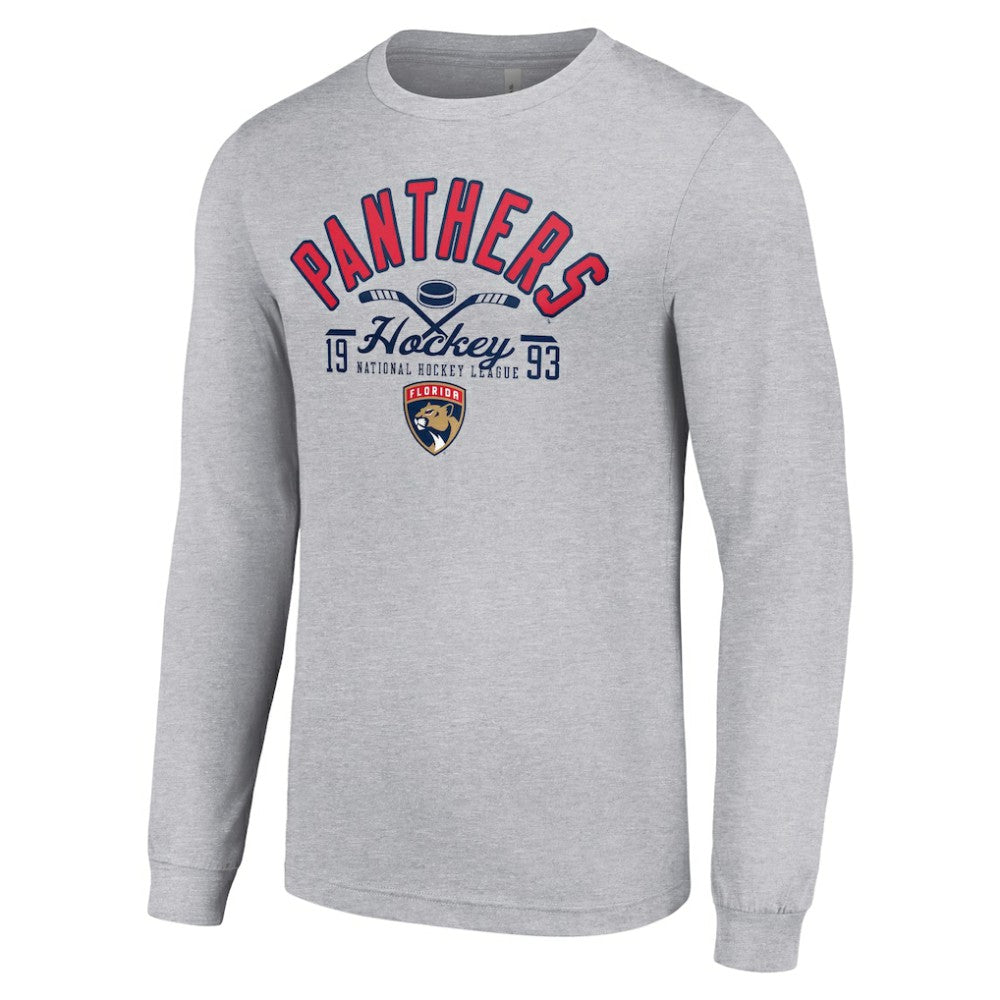 Florida Panthers Starter Puck Long Sleeve T-Shirt - Heather Gray T-shirts