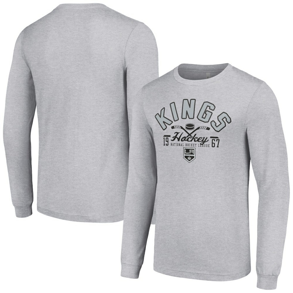 Los Angeles Kings Starter Puck Long Sleeve T-Shirt - Heather Gray T-shirts