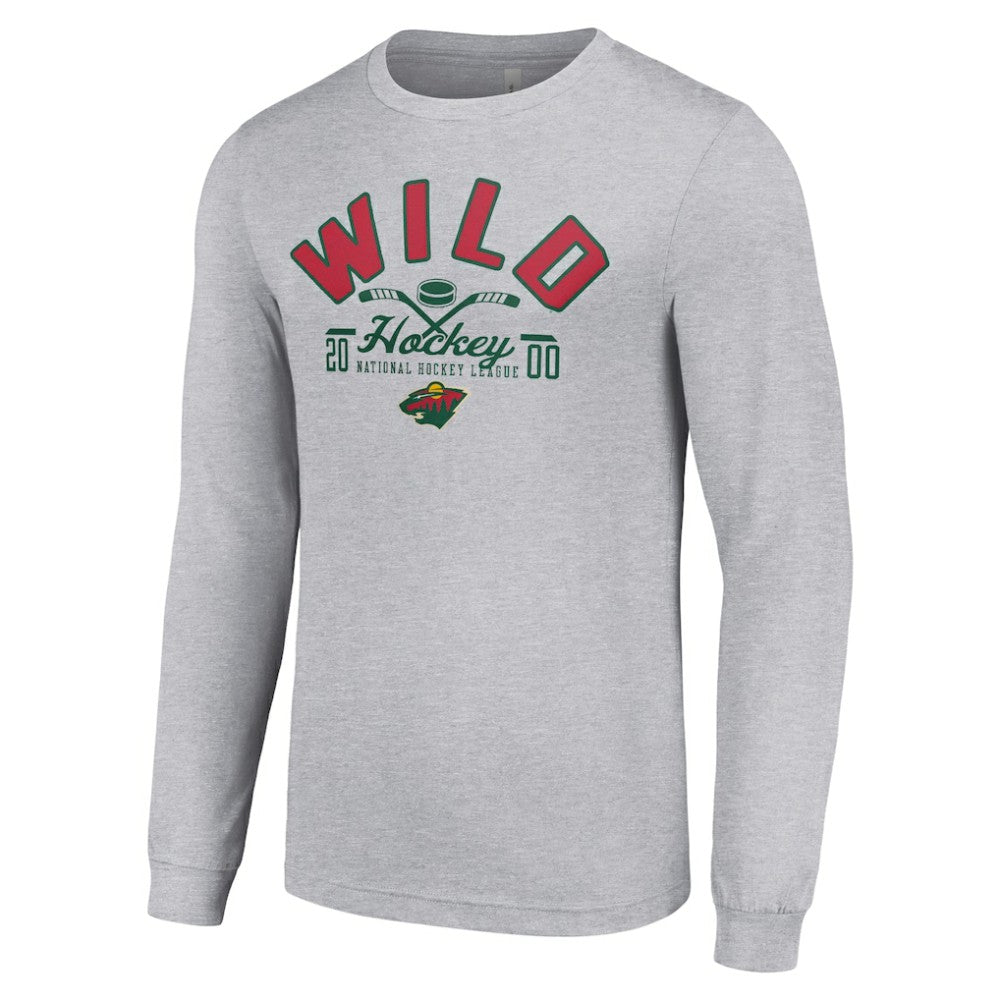 Minnesota Wild Starter Puck Long Sleeve T-Shirt - Heather Gray T-shirts