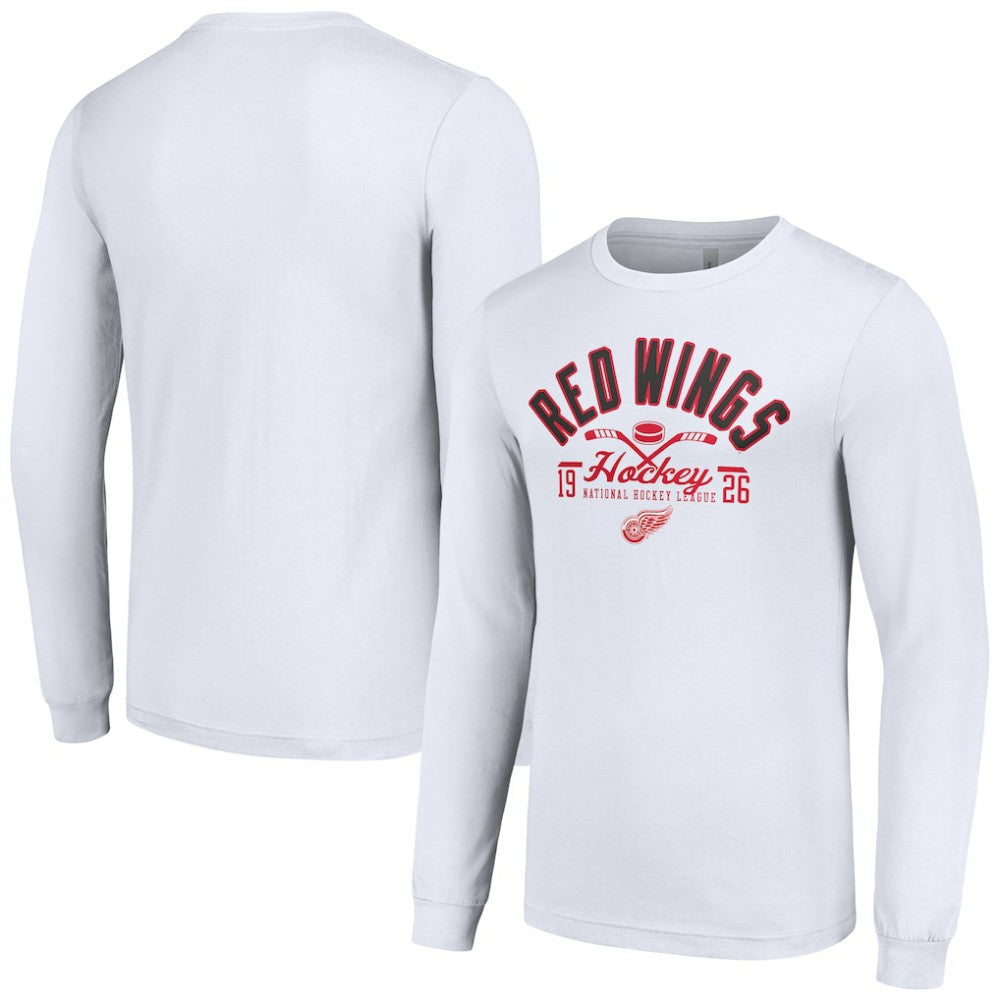 Detroit Red Wings Starter Puck Long Sleeve T-Shirt - White T-shirts
