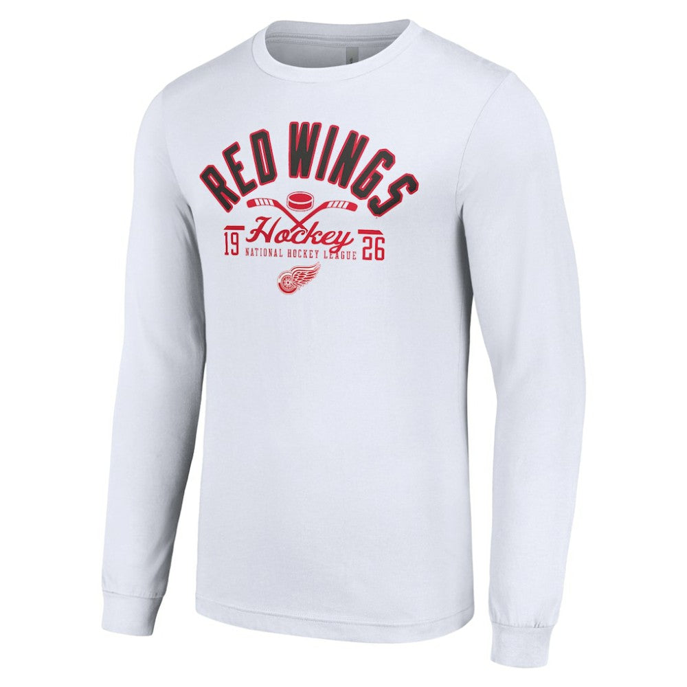 Detroit Red Wings Starter Puck Long Sleeve T-Shirt - White T-shirts