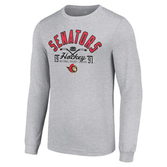 Ottawa Senators Starter Puck Long Sleeve T-Shirt - Heather Gray T-shirts