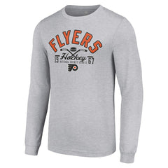 Philadelphia Flyers Starter Puck Long Sleeve T-Shirt - Heather Gray T-shirts