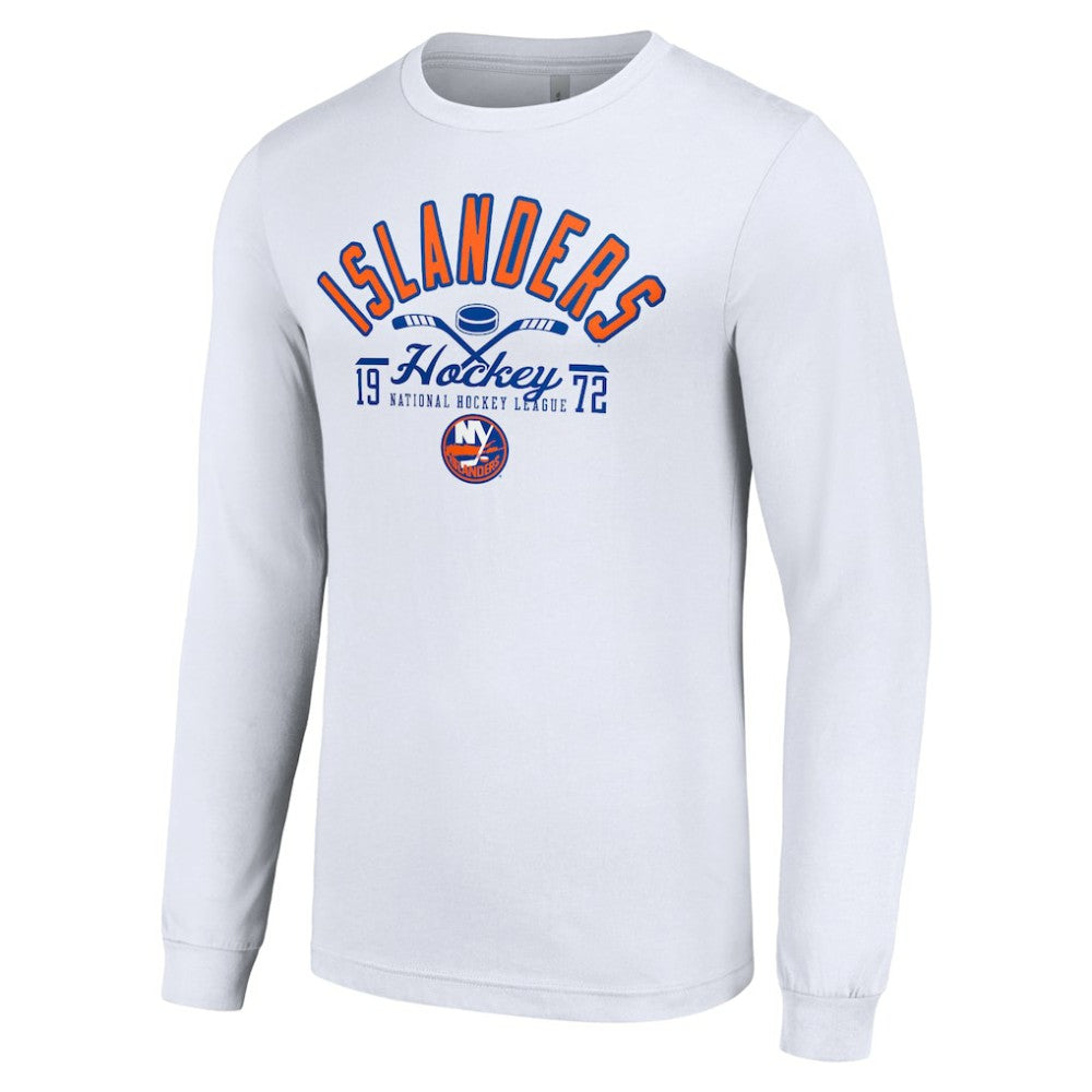 New York Islanders Starter Puck Long Sleeve T-Shirt - White T-shirts