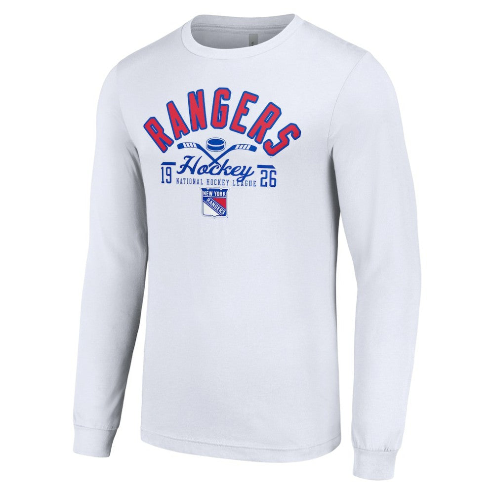 New York Rangers Starter Puck Long Sleeve T-Shirt - White T-shirts