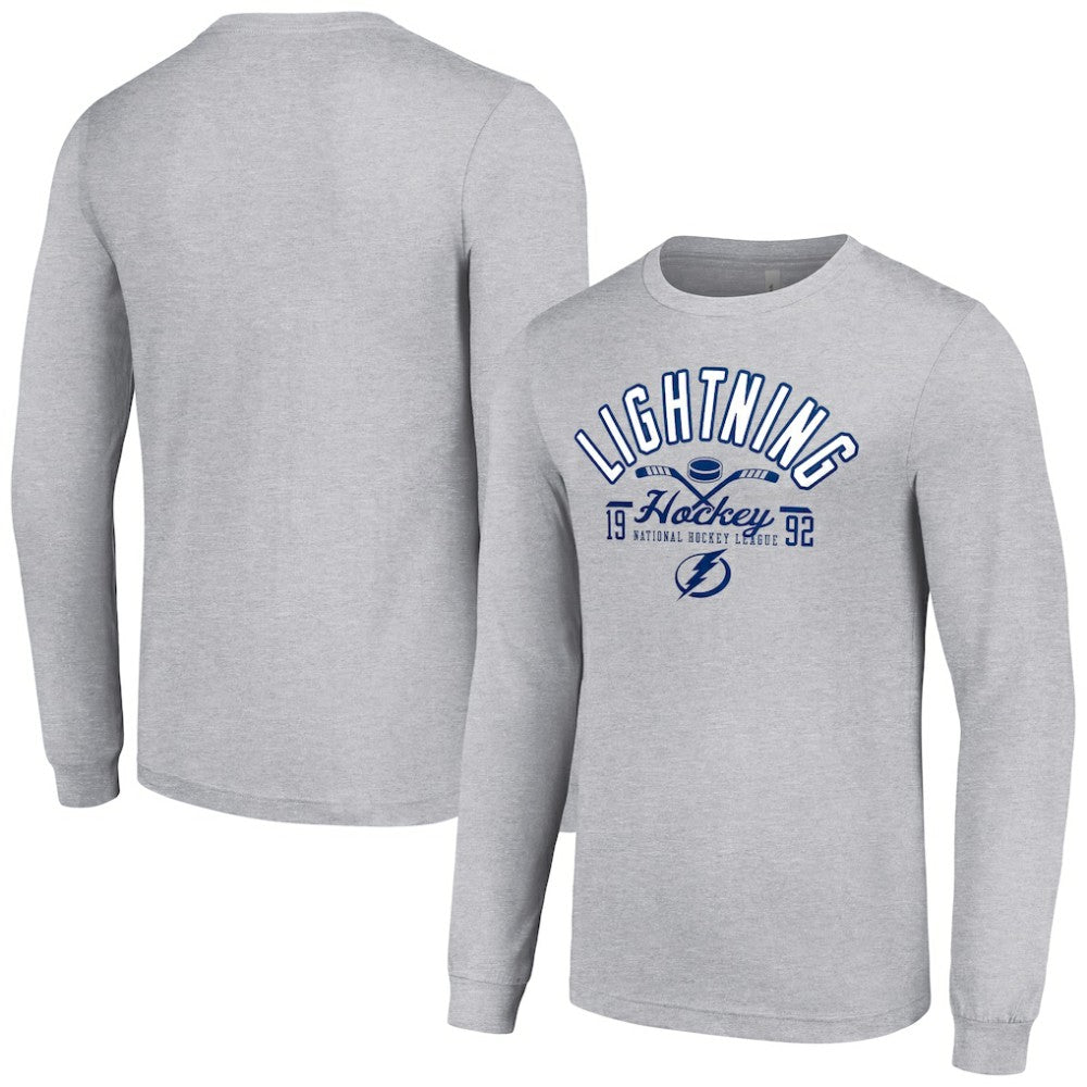 Tampa Bay Lightning Starter Puck Long Sleeve T-Shirt - Heather Gray T-shirts