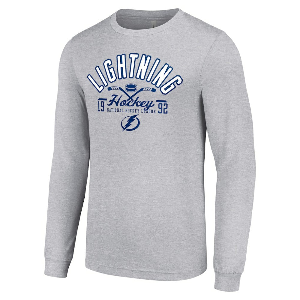 Tampa Bay Lightning Starter Puck Long Sleeve T-Shirt - Heather Gray T-shirts