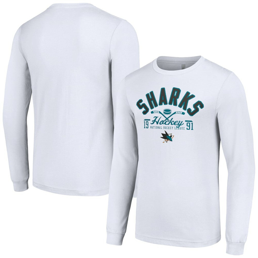 San Jose Sharks Starter Puck Long Sleeve T-Shirt - White T-shirts