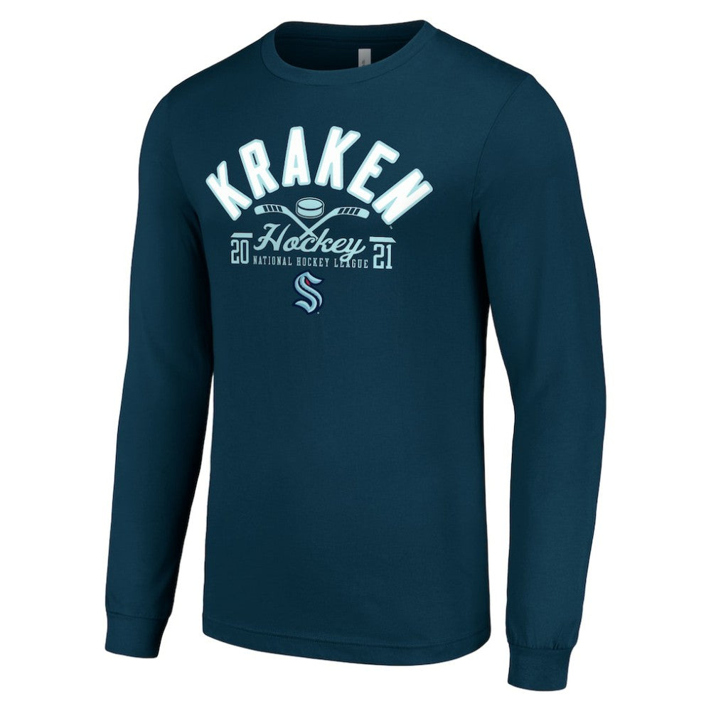 Seattle Kraken Starter Puck Long Sleeve T-Shirt - Deep Sea Blue T-shirts