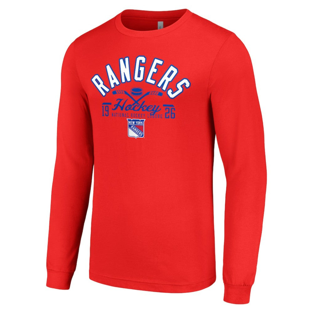 New York Rangers Starter Puck Long Sleeve T-Shirt - Red T-shirts