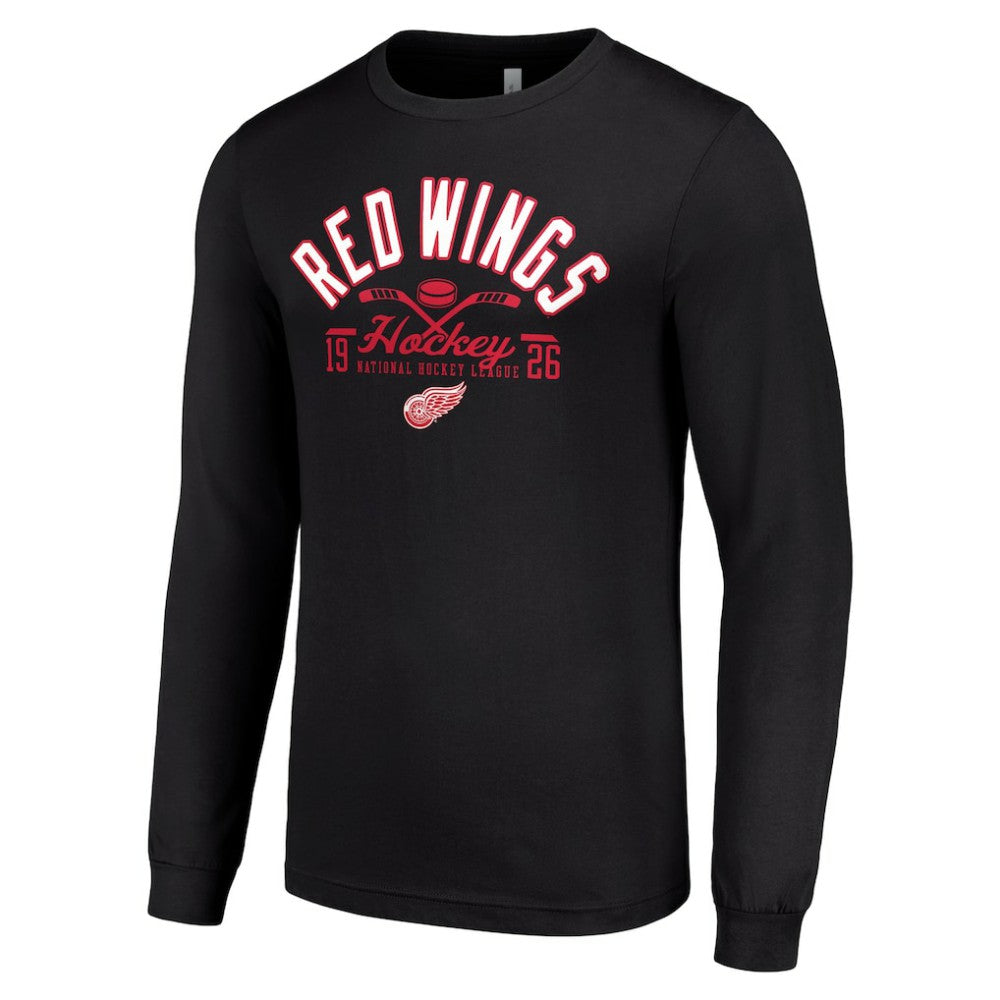 Detroit Red Wings Starter Puck Long Sleeve T-Shirt - Black T-shirts
