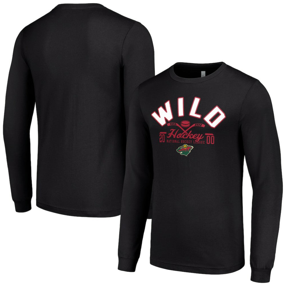 Minnesota Wild Starter Puck Long Sleeve T-Shirt - Black T-shirts