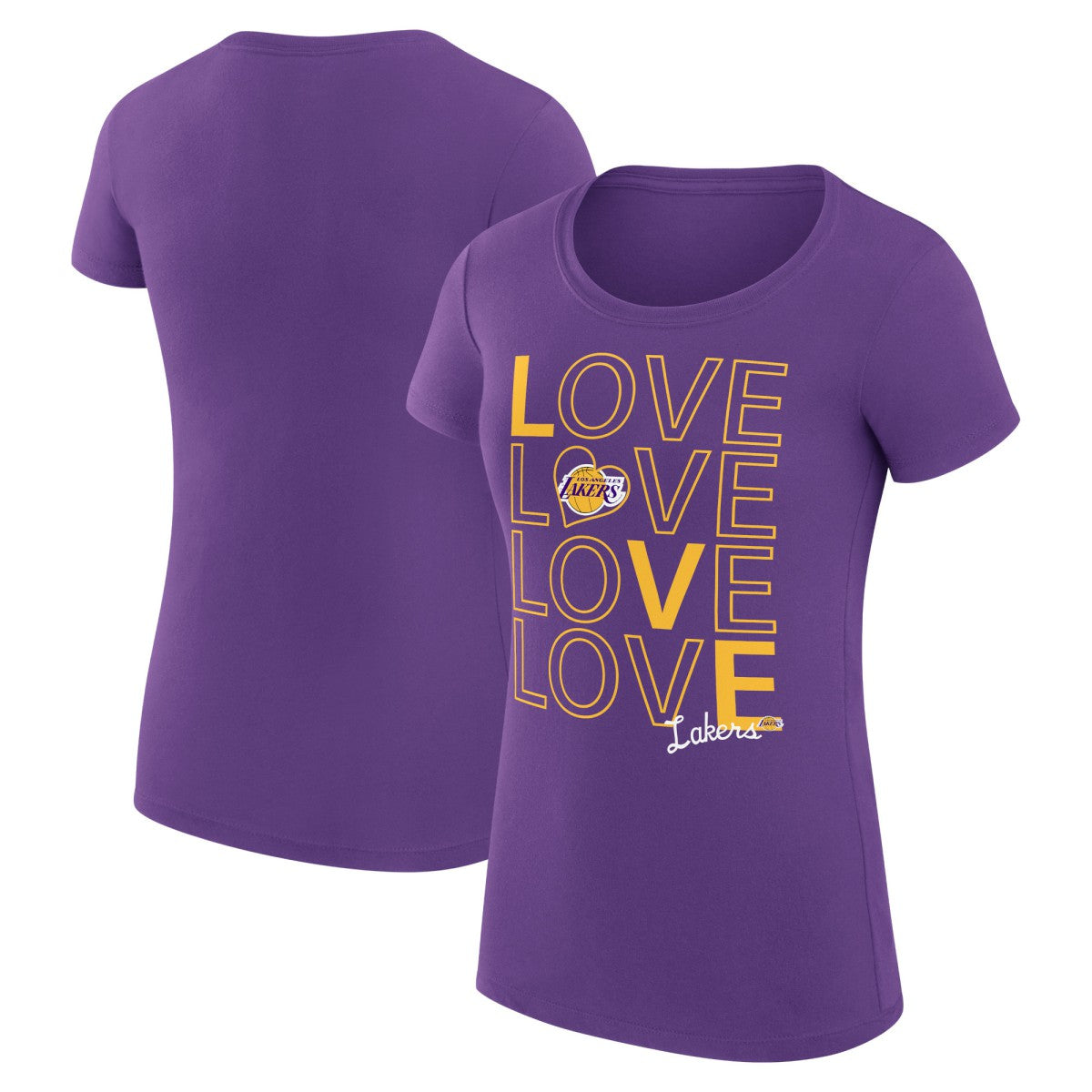 Los Angeles Lakers G-III 4Her by Carl Banks Women's Super-Slim Fit Lightweight Basketball Love T-Shirt - Purple for sale
