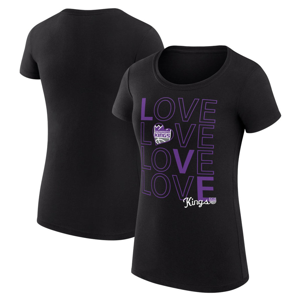Sacramento Kings G-III 4Her by Carl Banks Women's Super-Slim Fit Lightweight Basketball Love T-Shirt - Black on sale