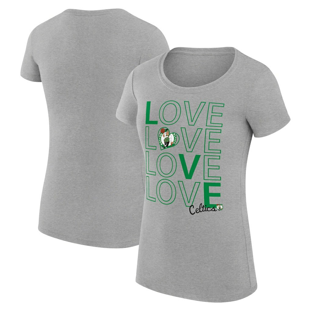 Boston Celtics G-III 4Her by Carl Banks Women's Super-Slim Fit Lightweight Basketball Love T-Shirt - Heather Gray for sale