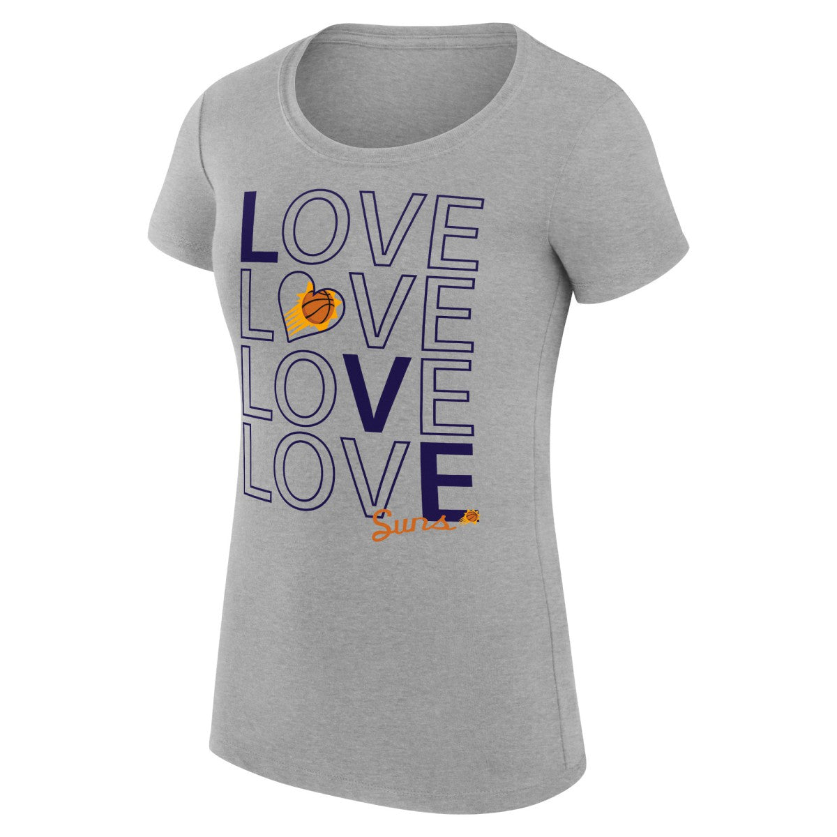 Phoenix Suns G-III 4Her by Carl Banks Women's Super-Slim Fit Lightweight Basketball Love T-Shirt - Heather Gray cheap