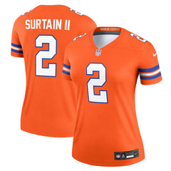 Patrick Surtain II Denver Broncos Women's Alternate Legend Player Performance Top - Mile High Collection 1977 Throwback Orange on sale