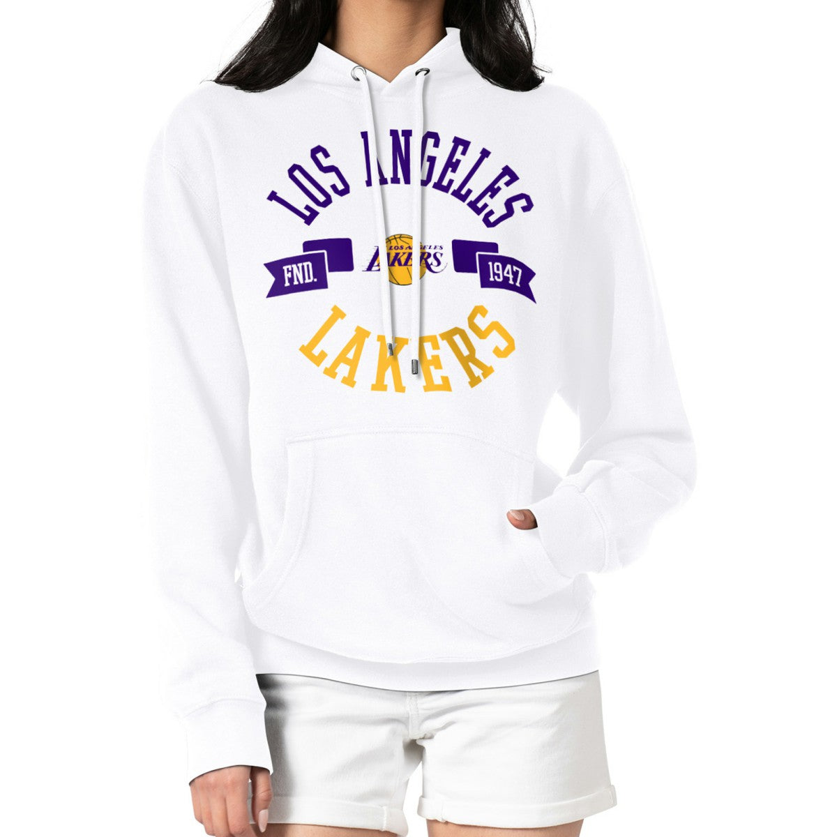 Los Angeles Lakers G-III 4Her by Carl Banks Women's City Pullover Hoodie - White on sale