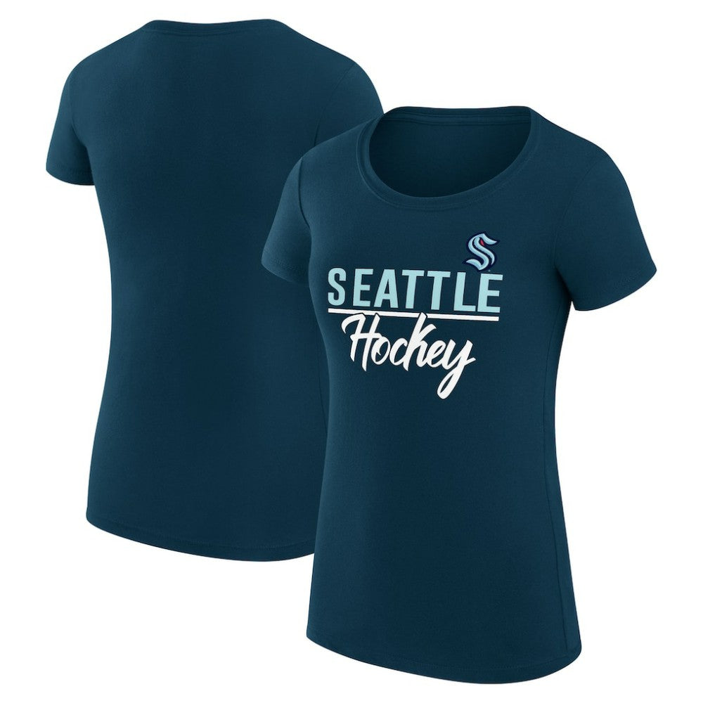 Seattle Kraken G-III 4Her by Carl Banks Women's Super-Slim Fit Lightweight Team Sport T-Shirt - Navy T-shirts