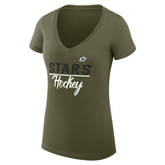 Dallas Stars G-III 4Her by Carl Banks Women's Super-Slim Fit Lightweight Team Sport V-Neck T-Shirt - Olive T-shirts