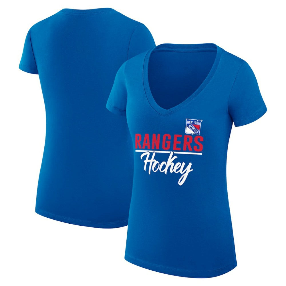 New York Rangers G-III 4Her by Carl Banks Women's Super-Slim Fit Lightweight Team Sport V-Neck T-Shirt - Blue T-shirts