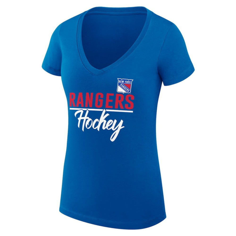 New York Rangers G-III 4Her by Carl Banks Women's Super-Slim Fit Lightweight Team Sport V-Neck T-Shirt - Blue T-shirts