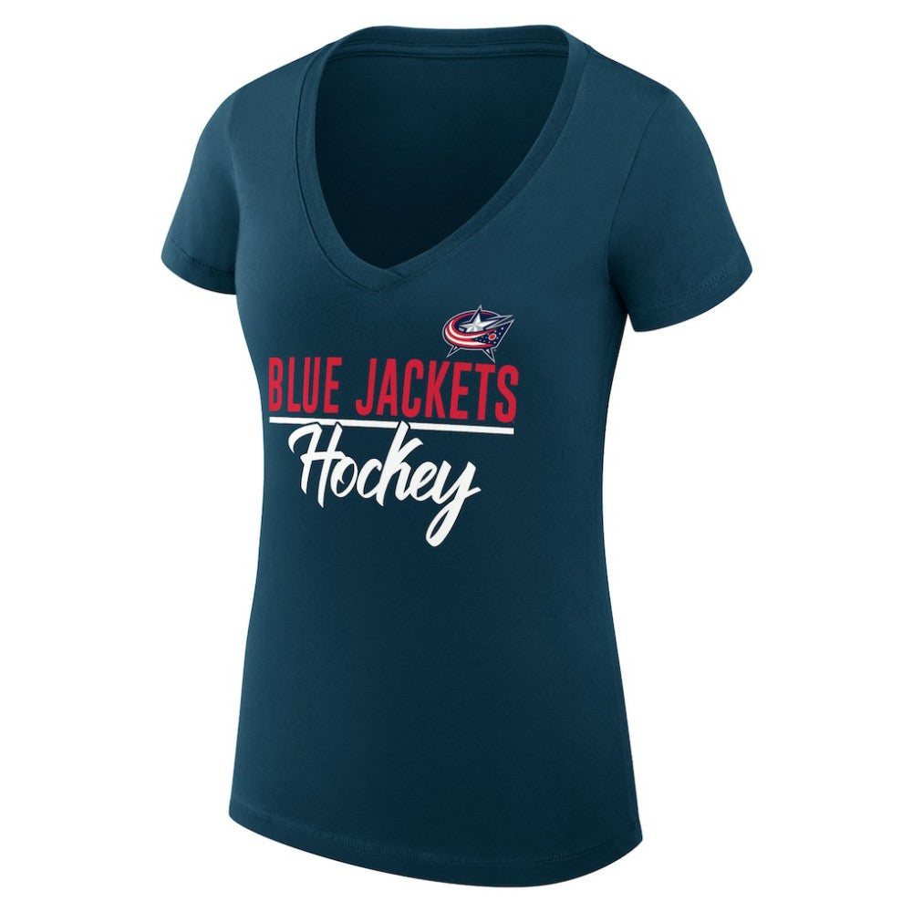 Columbus Blue Jackets G-III 4Her by Carl Banks Women's Super-Slim Fit Lightweight Graphic T-Shirt - Navy T-shirts