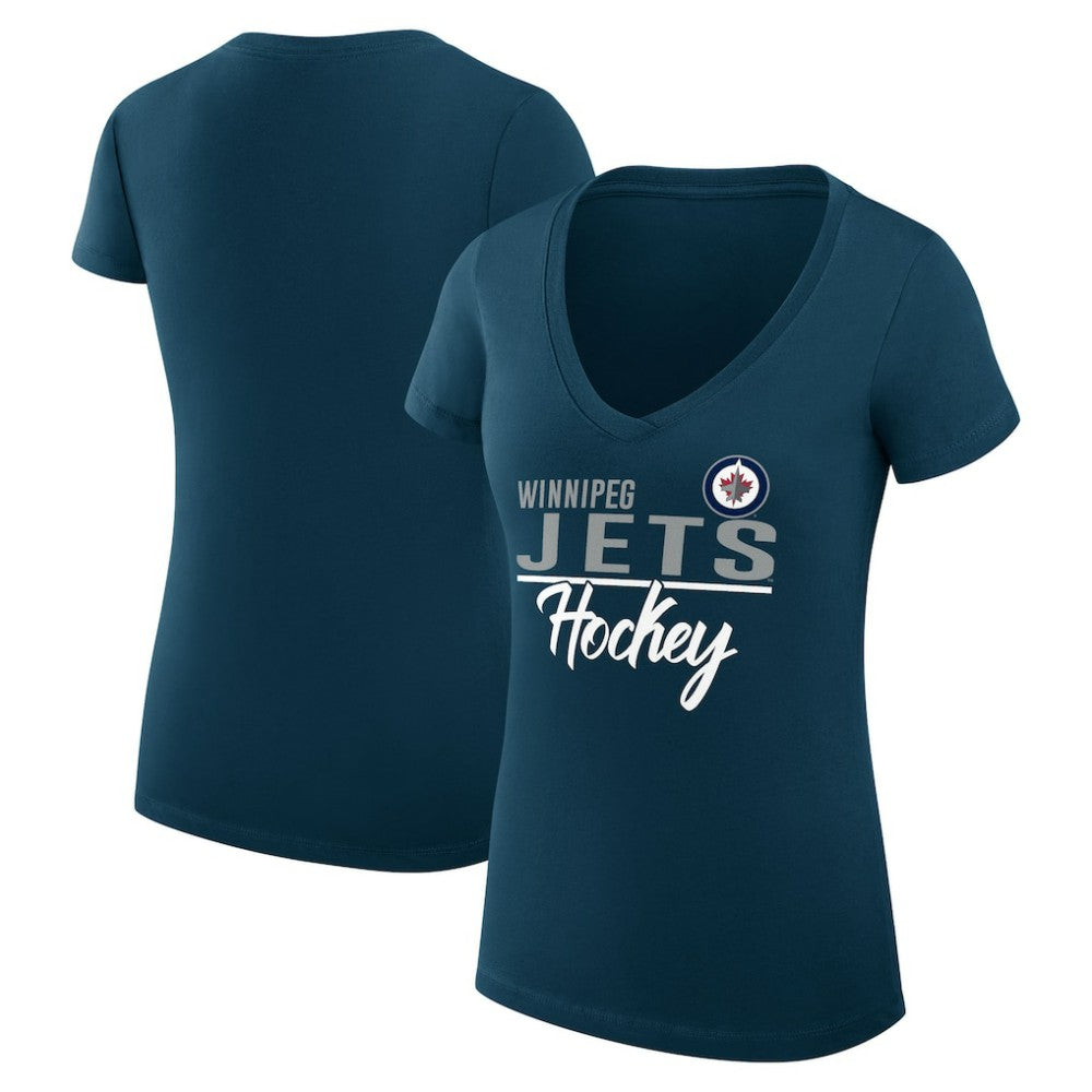 Winnipeg Jets G-III 4Her by Carl Banks Women's Super-Slim Fit Lightweight Graphic T-Shirt - Navy T-shirts