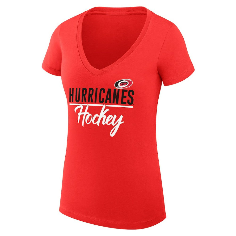 Carolina Hurricanes G-III 4Her by Carl Banks Women's Super-Slim Fit Lightweight Graphic V-Neck T-Shirt - Red T-shirts