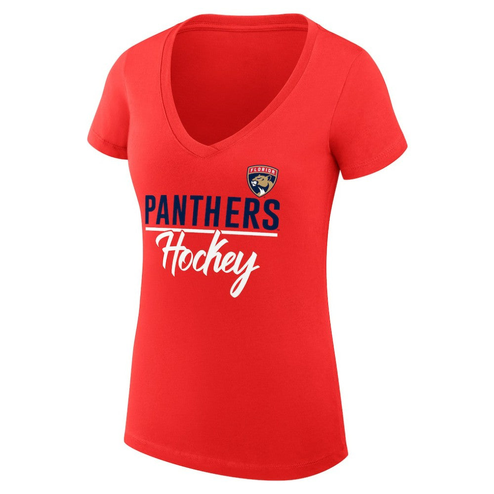 Florida Panthers G-III 4Her by Carl Banks Women's Super-Slim Fit Lightweight Graphic V-Neck T-Shirt - Red T-shirts