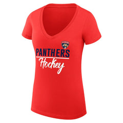 Florida Panthers G-III 4Her by Carl Banks Women's Super-Slim Fit Lightweight Graphic V-Neck T-Shirt - Red T-shirts