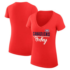 Montreal Canadiens G-III 4Her by Carl Banks Women's Super-Slim Fit Lightweight Graphic V-Neck T-Shirt - Red T-shirts