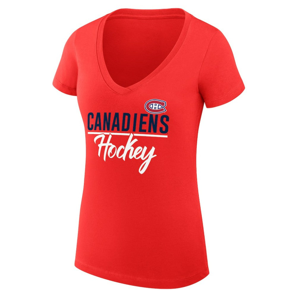Montreal Canadiens G-III 4Her by Carl Banks Women's Super-Slim Fit Lightweight Graphic V-Neck T-Shirt - Red T-shirts