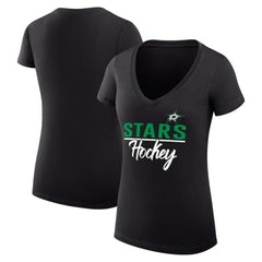 Dallas Stars G-III 4Her by Carl Banks Women's Super-Slim Fit Lightweight Graphic V-Neck T-Shirt - Black T-shirts