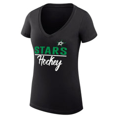 Dallas Stars G-III 4Her by Carl Banks Women's Super-Slim Fit Lightweight Graphic V-Neck T-Shirt - Black T-shirts