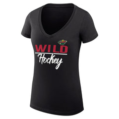 Minnesota Wild G-III 4Her by Carl Banks Women's Super-Slim Fit Lightweight Graphic V-Neck T-Shirt - Black T-shirts