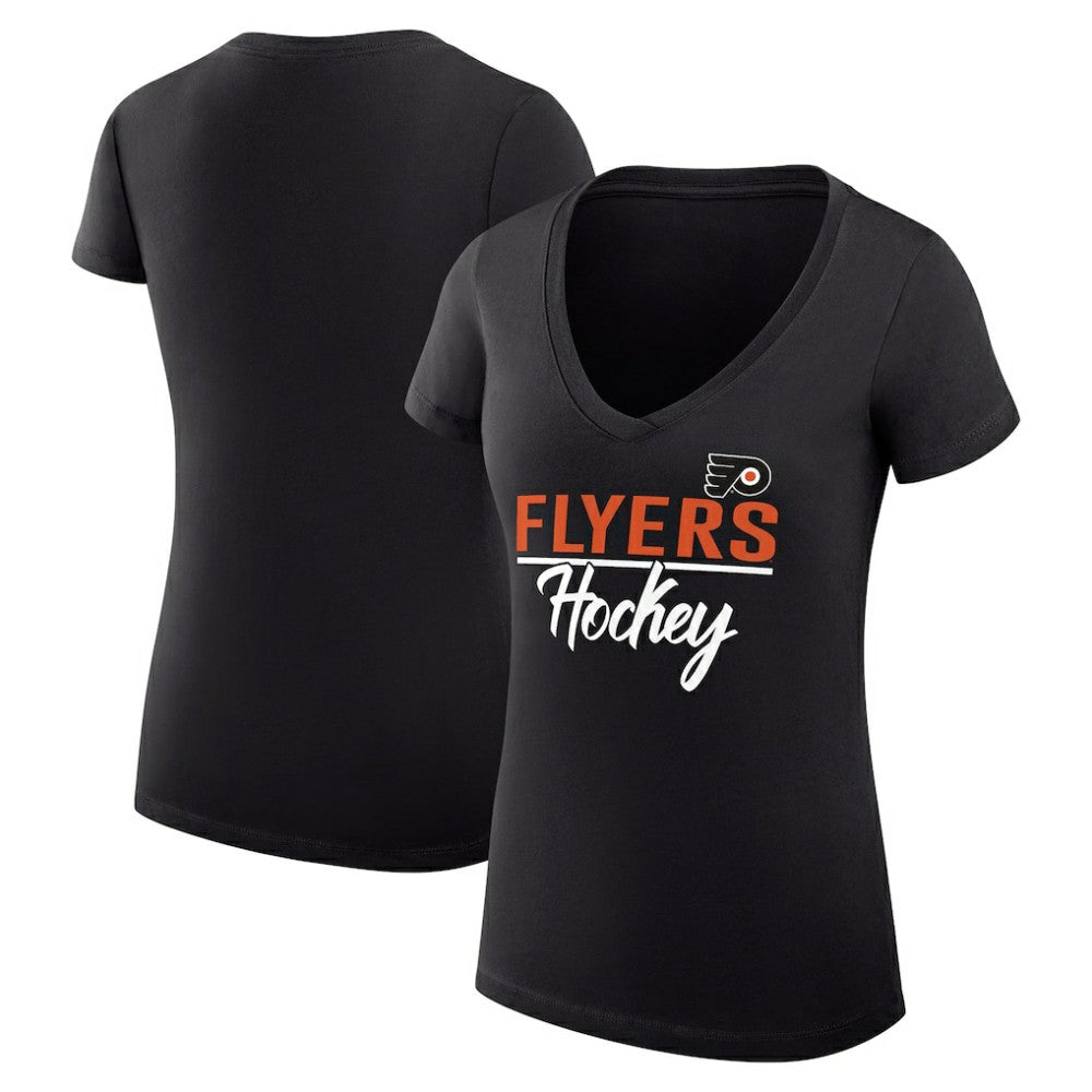 Philadelphia Flyers G-III 4Her by Carl Banks Women's Super-Slim Fit Lightweight Graphic V-Neck T-Shirt - Black T-shirts