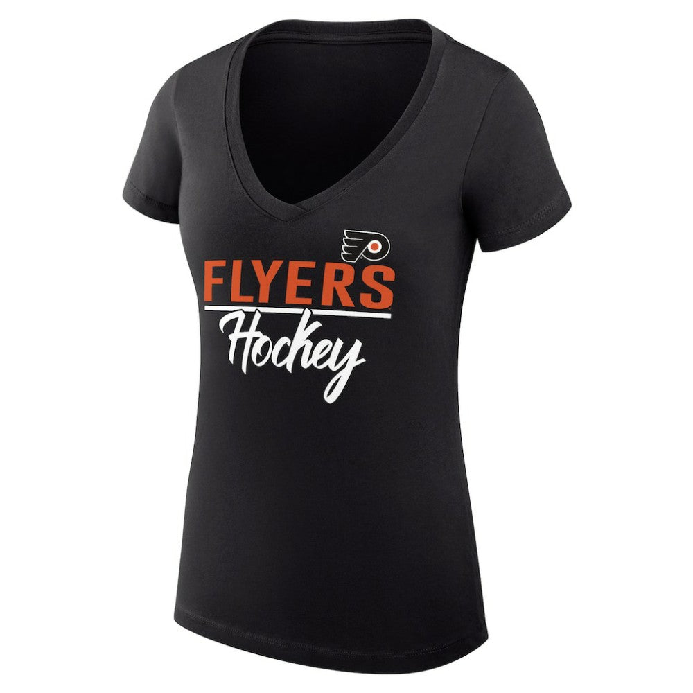 Philadelphia Flyers G-III 4Her by Carl Banks Women's Super-Slim Fit Lightweight Graphic V-Neck T-Shirt - Black T-shirts