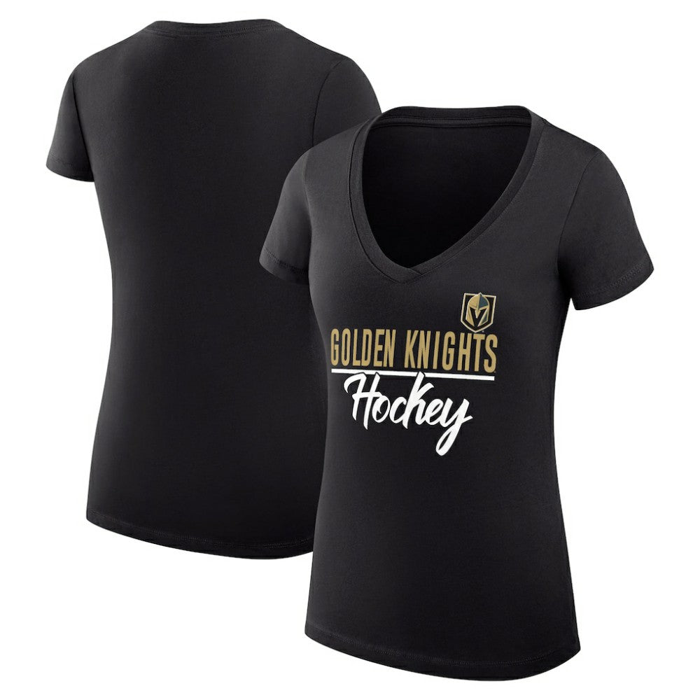Vegas Golden Knights G-III 4Her by Carl Banks Women's Super-Slim Fit Lightweight Graphic V-Neck T-Shirt - Black T-shirts