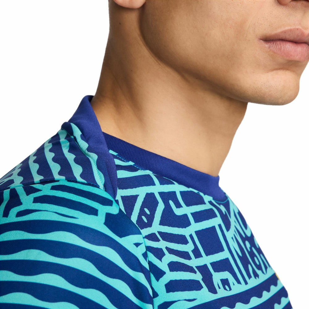 Brazil National Team 2024 Academy Pro Pre-Match Top - Blue for sale
