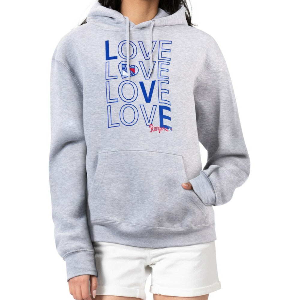 New York Rangers G-III 4Her by Carl Banks Women's Hockey Love Fleece Pullover Hoodie - Gray Hoodies