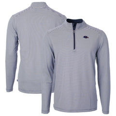 Baltimore Ravens Cutter & Buck Virtue Eco Pique Micro Stripe Recycled Quarter-Zip Pullover Top - Navy/White for sale