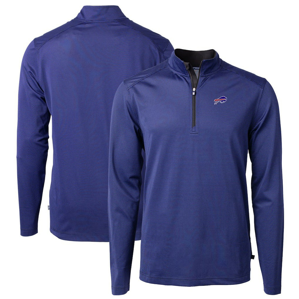 Buffalo Bills Cutter & Buck Virtue Eco Pique Micro Stripe Recycled Quarter-Zip Pullover Top - Royal/Black outlet