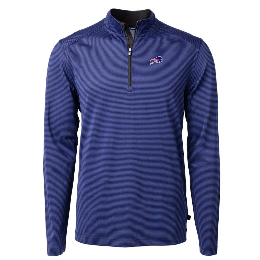Buffalo Bills Cutter & Buck Virtue Eco Pique Micro Stripe Recycled Quarter-Zip Pullover Top - Royal/Black outlet