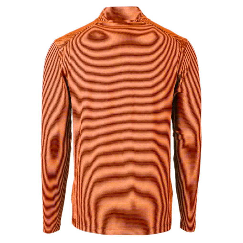 Chicago Bears Cutter & Buck Virtue Eco Pique Micro Stripe Recycled Quarter-Zip Pullover Top - Orange/Navy outlet