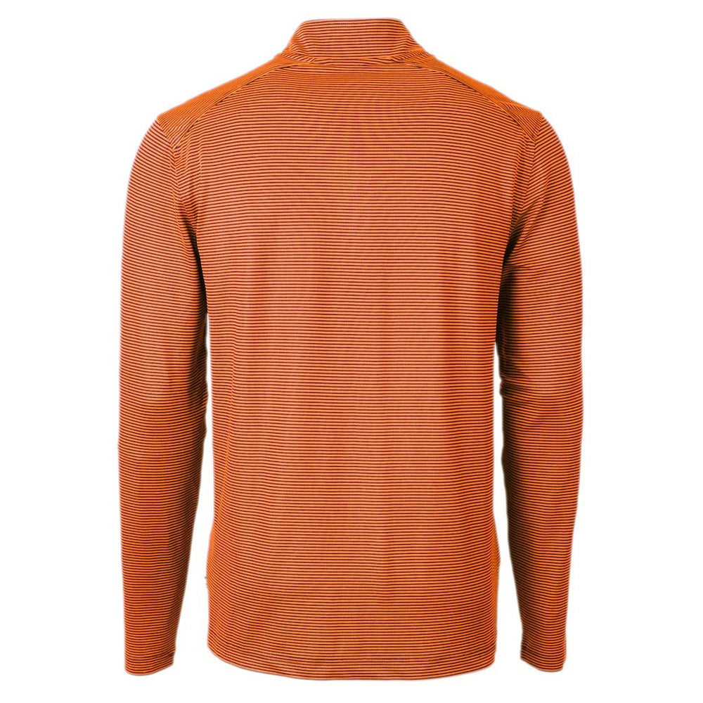 Chicago Bears Cutter & Buck Virtue Eco Pique Micro Stripe Recycled Quarter-Zip Pullover Top - Orange/Navy outlet