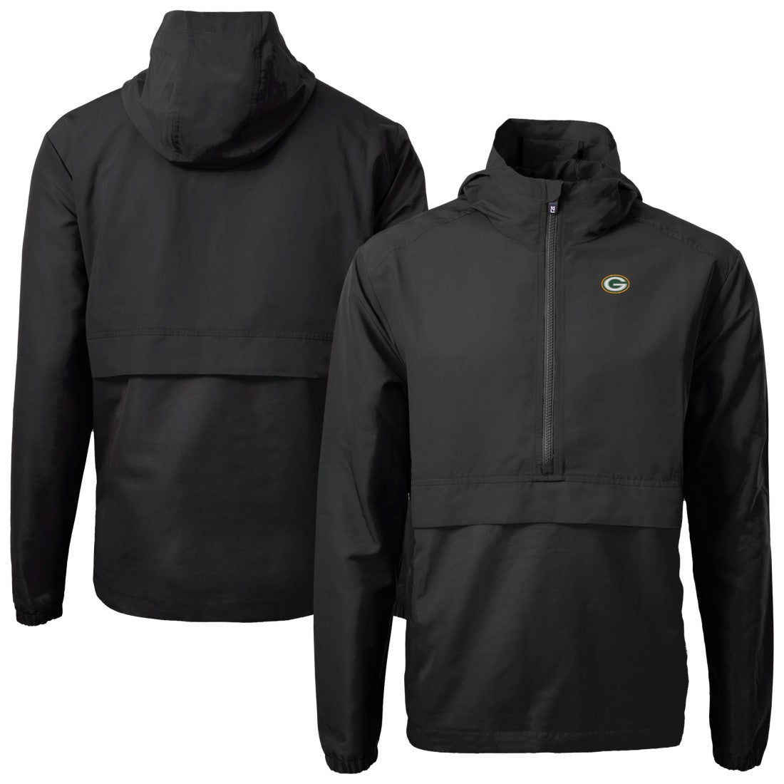 Green Bay Packers Cutter & Buck Charter Eco Recycled Anorak Half-Zip Jacket - Black outlet