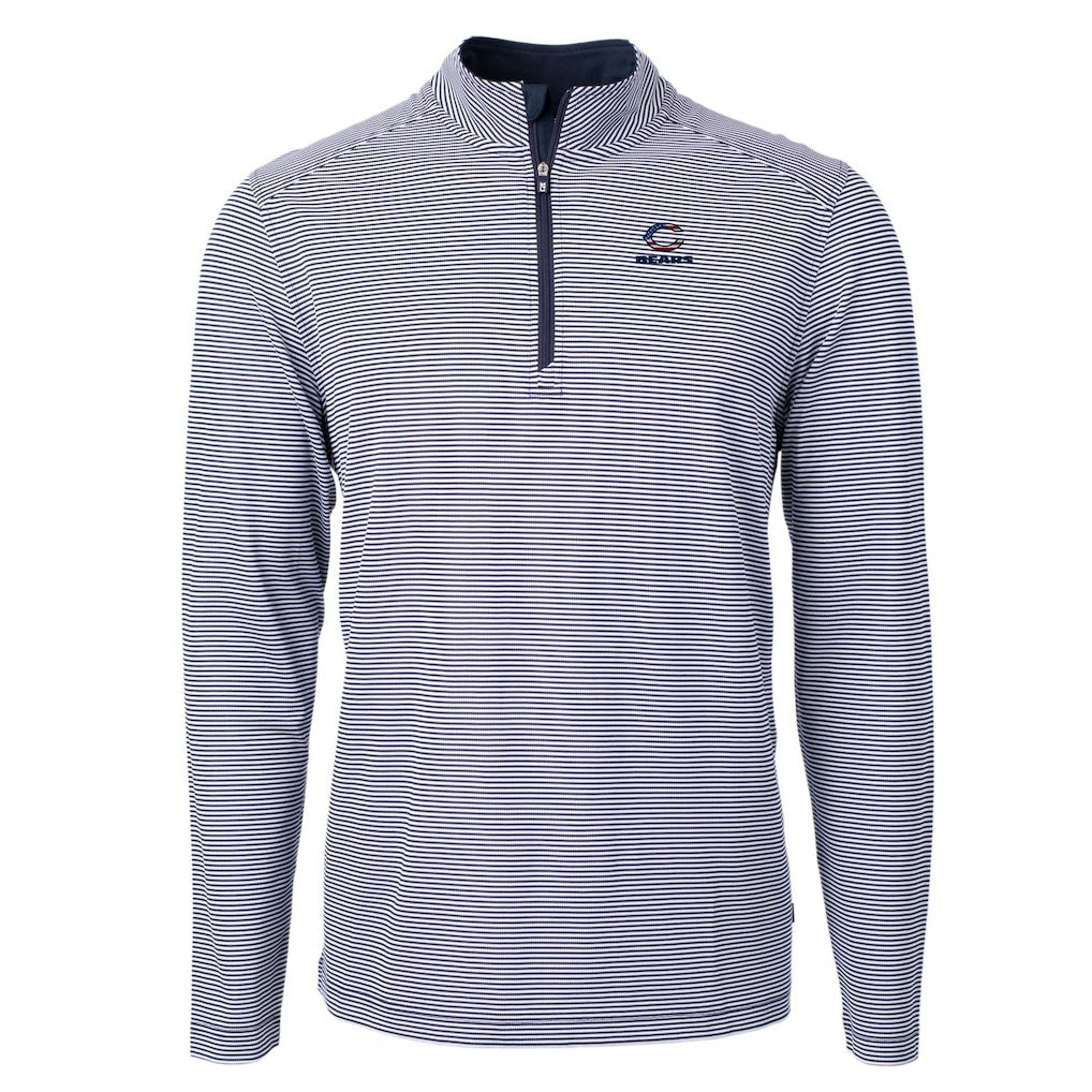 Chicago Bears Cutter & Buck Virtue Eco Pique Micro Stripe Recycled Quarter-Zip Pullover Top - Navy/White discount